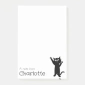 かわいい黒の漫画猫の名前 ポストイット (正面)