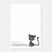 かわいい黒の漫画猫の名前 ポストイット (正面)