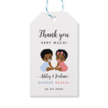 かわいい黒の赤ちゃん性別発表のおしゃれなギフトタグ