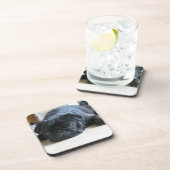 かわいい黒のPug Pug Puppyアクセサリ名をカスタマイズ コースター (右側)