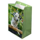 かわいい黒はDalmatianベビー犬の子犬の写真を斑点を付けました ミディアムペーパーバッグ (裏面アングル)