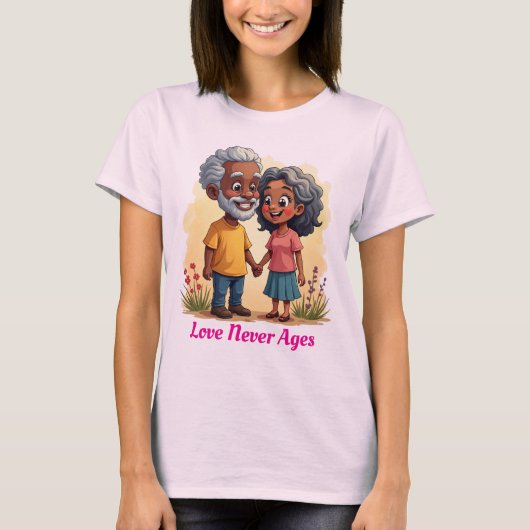 かわいい黒カップル愛グラフィックティーfor Women Tシャツ (正面)