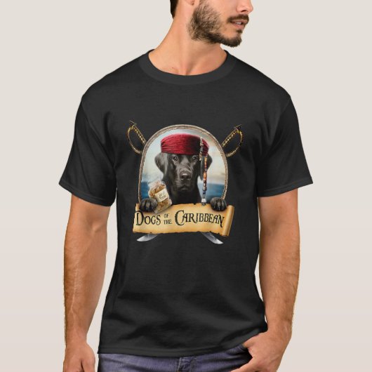 かわいい黒カリブの人海賊の犬 Tシャツ (正面)