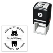 かわいい黒キティ猫カートゥーン差出人住所 セルフインキングスタンプ (インサイチュ)