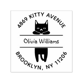 かわいい黒キティ猫カートゥーン差出人住所 セルフインキングスタンプ