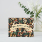 かわいい黒キノコのおとぎ話の感動のお知らせ ポストカード (スタンド正面)