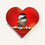 かわいい黒キャップの《鳥》アメリカゴガラと赤い紅葉 ノートブック (正面)