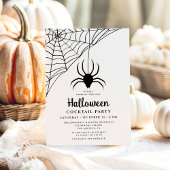 かわいい黒クモのハロウィンコックテイルパーティー 招待状