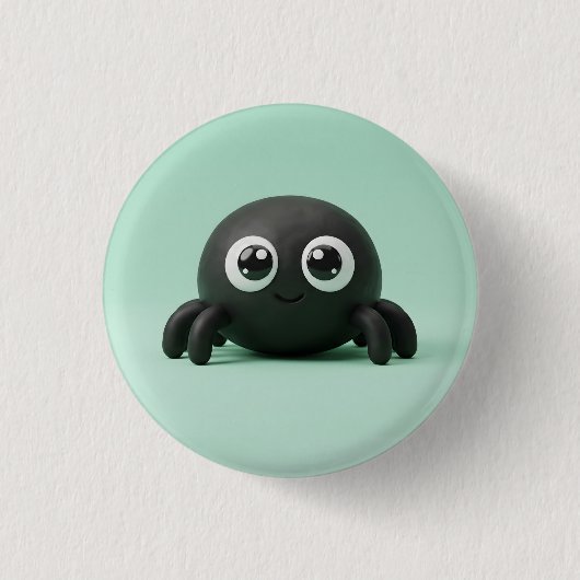 かわいい黒クモのハロウィンボタン 缶バッジ (正面)