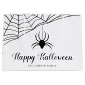 かわいい黒クモ ハッピーハロウィン ラージペーパーバッグ (正面)