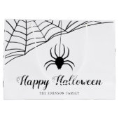 かわいい黒クモ ハッピーハロウィン ラージペーパーバッグ (裏面)