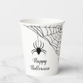 かわいい黒クモ ハッピーハロウィン 紙コップ (裏面)