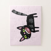 かわいい黒スクラッフィーの漫画猫 ジグソーパズル (縦)