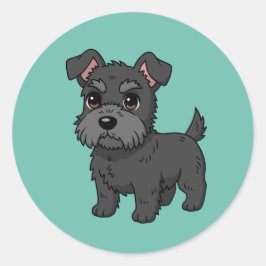 かわいい黒スコティッシュテリア犬緑 ラウンドシール