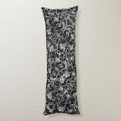 かわいい黒ダルマチアの花の背景デザイン ボディピロー (裏面 (縦))