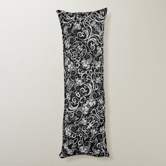 かわいい黒ダルマチアの花の背景デザイン ボディピロー (裏面 (縦))