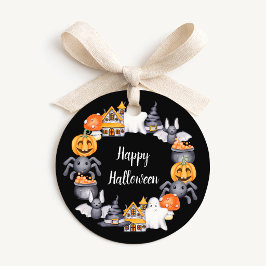 かわいい黒ハッピーハロウィンイラスト フェイバータグ