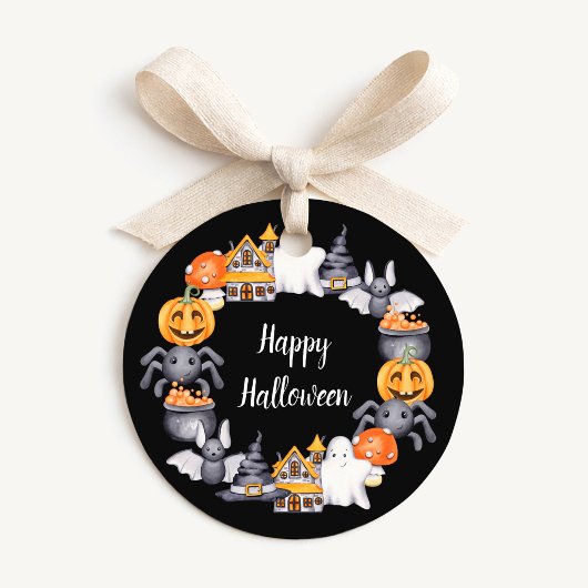 かわいい黒ハッピーハロウィンイラスト フェイバータグ
