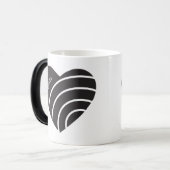 かわいい黒ハートとリングや輪 モノグラムの モーフィングマグカップ (正面左)