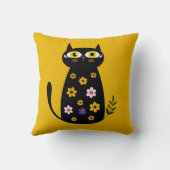 かわいい黒フローラ猫 クッション (裏面)