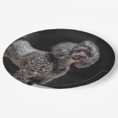 かわいい黒プードルドッグヘッドスマイル笑顔 ペーパープレート (アングル)