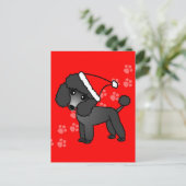 かわいい黒プードル漫画サンタハット シーズンポストカード (スタンド正面)