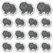 かわいい黒ポメラニアンのキャラクター シール (正面)