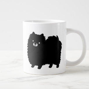 かわいい黒ポメラニア犬犬 ジャンボコーヒーマグカップ