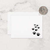 かわいい黒マンガのペットの足跡 ノートカード (正面/裏面インサイチュ)