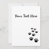 かわいい黒マンガのペットの足跡 招待状 (正面)