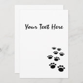 かわいい黒マンガのペットの足跡 招待状 (正面/裏面)