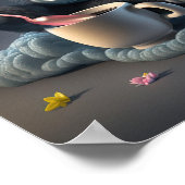 かわいい黒ユニコーンの四角いポスター ポスター (角)