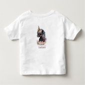 かわいい黒ユニコーン花水彩ユニコーン トドラーTシャツ (裏面)