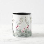 かわいい黒ラブラドール水色コーヒーティータイム マグカップ (中央)