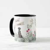 かわいい黒ラブラドール水色コーヒーティータイム マグカップ (正面左)