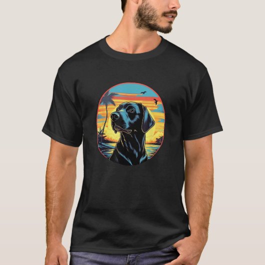 かわいい黒ラブ 黒ラブラドールレトリバー 子犬 Tシャツ (正面)