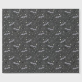 かわいい黒不気味こうもりガーリーハロウィン ラッピングペーパー (フラット)