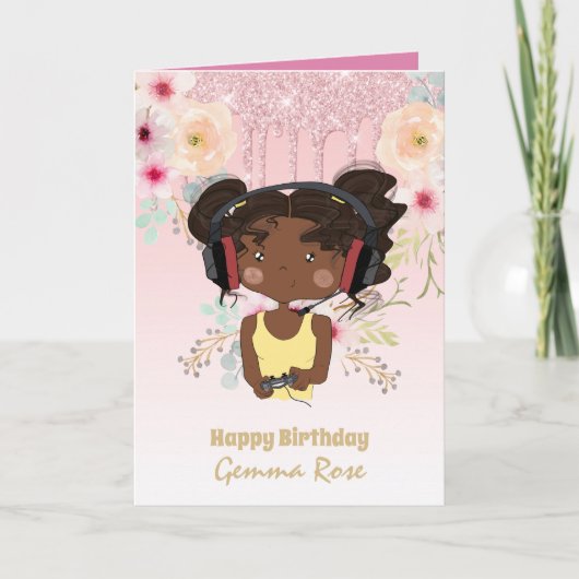 かわいい黒人の女の子の誕生日カード - 多くのテーマがあります カード (正面)