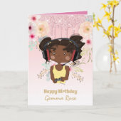 かわいい黒人の女の子の誕生日カード - 多くのテーマがあります カード (黄色い花)