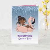 かわいい黒人の女の子の誕生日 - 多くのテーマ カード (黄色い花)