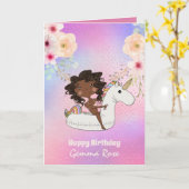 かわいい黒人の女の子の誕生日 - 多くのテーマ カード (黄色い花)