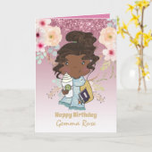 かわいい黒人の女の子の誕生日 - 多くのテーマ カード (黄色い花)