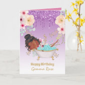 かわいい黒人の女の子の誕生日 - 多くのテーマ カード (黄色い花)
