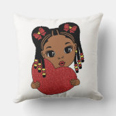 かわいい黒人女性とハート クッション (裏面)