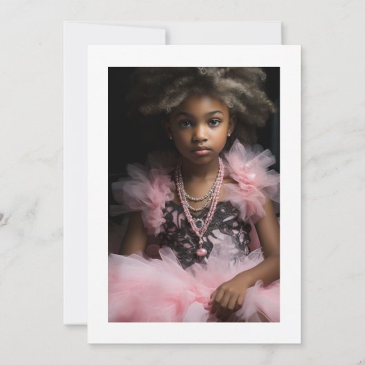 かわいい黒人少女のカラフルなチュチュ バースデーパーティー 招待状 (裏面)