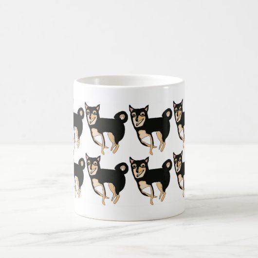 かわいい黒及びタンの柴犬犬パターンコーヒー・マグ コーヒーマグカップ (中央)
