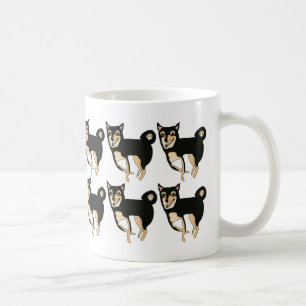 かわいい黒及びタンの柴犬犬パターンコーヒー・マグ コーヒーマグカップ