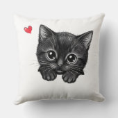 かわいい黒子猫のぞき込みハート クッション (裏面)