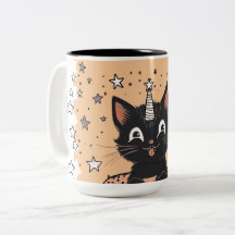 かわいい黒子猫の気分コーヒーマグ