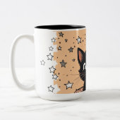 かわいい黒子猫の気分コーヒーマグ ツートーンマグカップ (左)